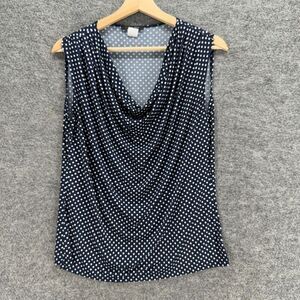 Jennie & Marlis Blouse Women L Large Black Polka Dot V-Neck Sleeveless Casual